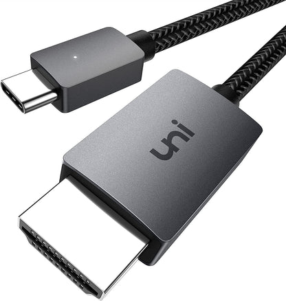 uni USB C to HDMI Cable, [4K, High-Speed] USB Type-C to HDMI for Home Office, [Thunderbolt 3/4 Compatible] for iPhone 16 15, MacBook Pro/Air, iPad Pro/Air, iMac, S23, XPS 17 etc.-1.8m
