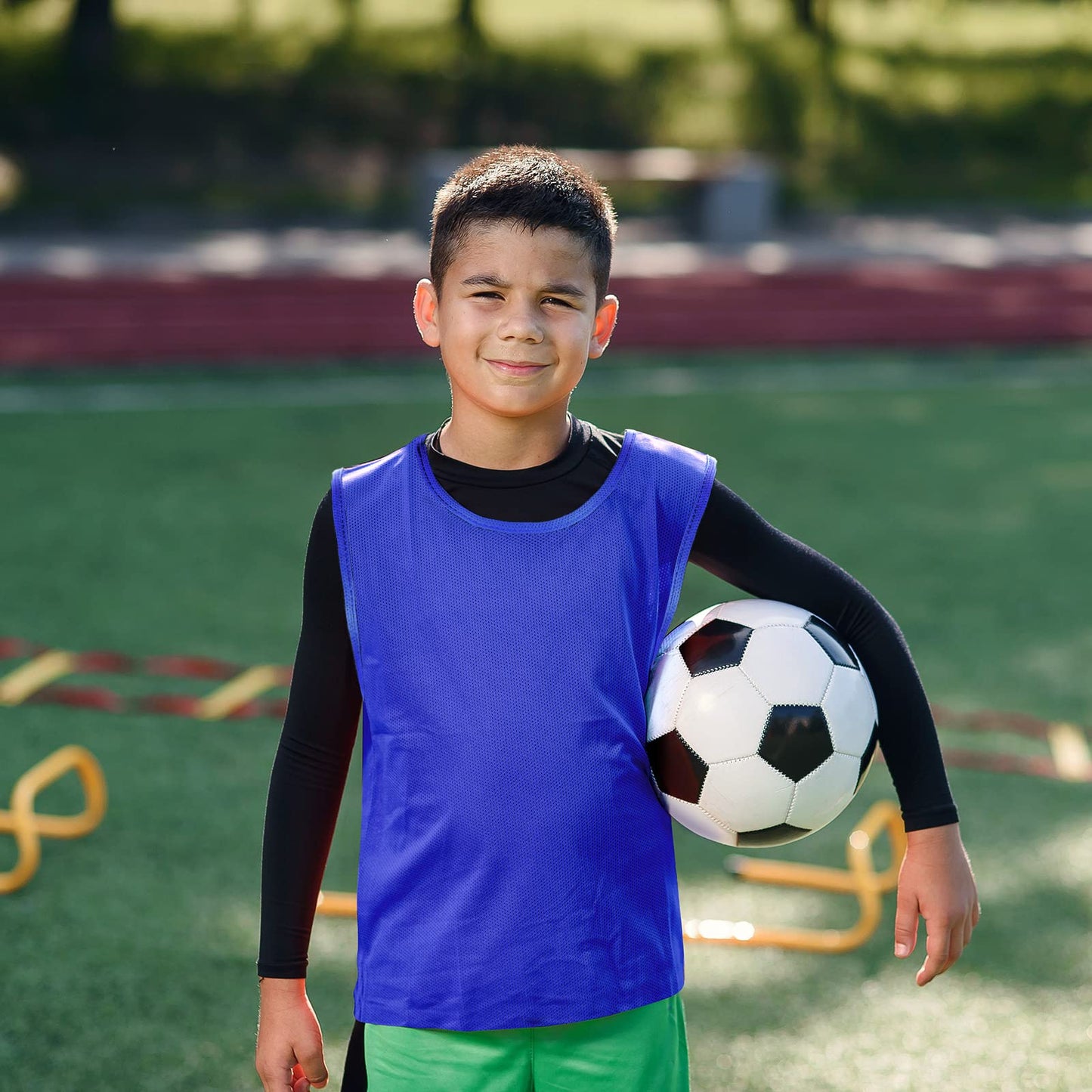 Sintege 12 Pcs Soccer Pinnies Pennies Jersey Scrimmage Vest Sports Practice Jersey Mesh Basketball Vest for Youth Adult Kids(Small,Dark Blue)