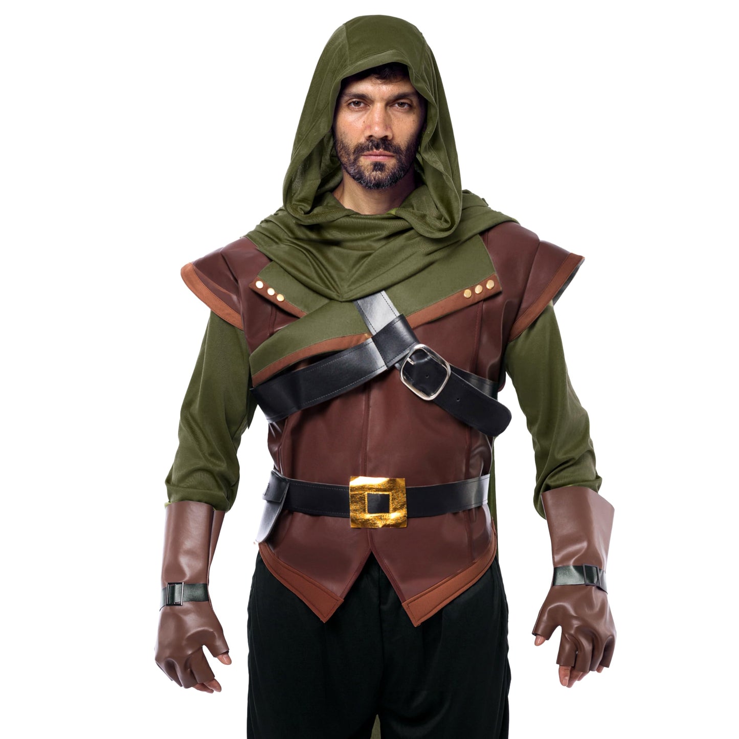 Spooktacular Creations Halloween Robin Hood Costume Men, Green Renaissance Costume Men for Halloween Dress Up Party Cosplay, Cosplay Role Playing Theme Party (Large)