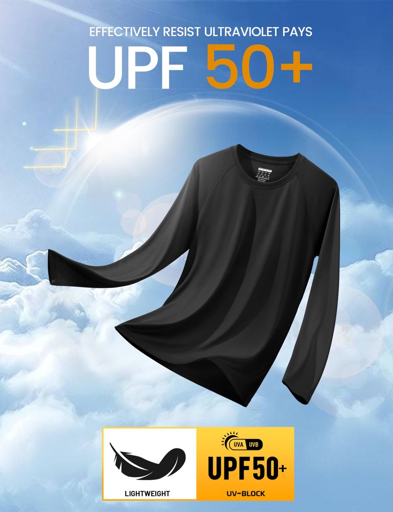 MAGCOMSEN Shirts for Men Long Sleeve UV Shirts Sun Shirts Swim Shirt Rashguard Workout UPF 50 Shirts Black,3XL