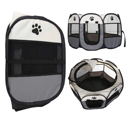 Youyijia Portable Pet Playpen Puppy Playpen Pet Dog Cat Playpen Cage Crate 91 x 91 x 58cm Soft Fabric Foldable Pet Indoor Outdoor for Rabbit Hamster Guinea Pig Gray