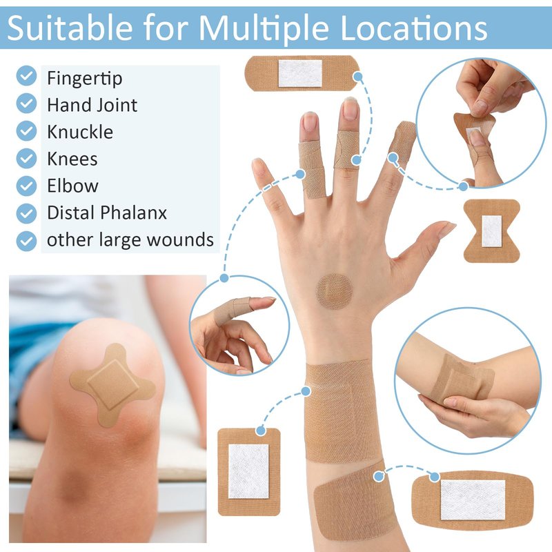 Geiserailie 300 Pcs Adhesive Bandages Family Variety Pack Fabric and Waterproof Assorted Bandages Bulk Sterile Individually Wrapped Bandages for First-Aid, Scrapes, Fingers (Flexible Fabric Bandage)