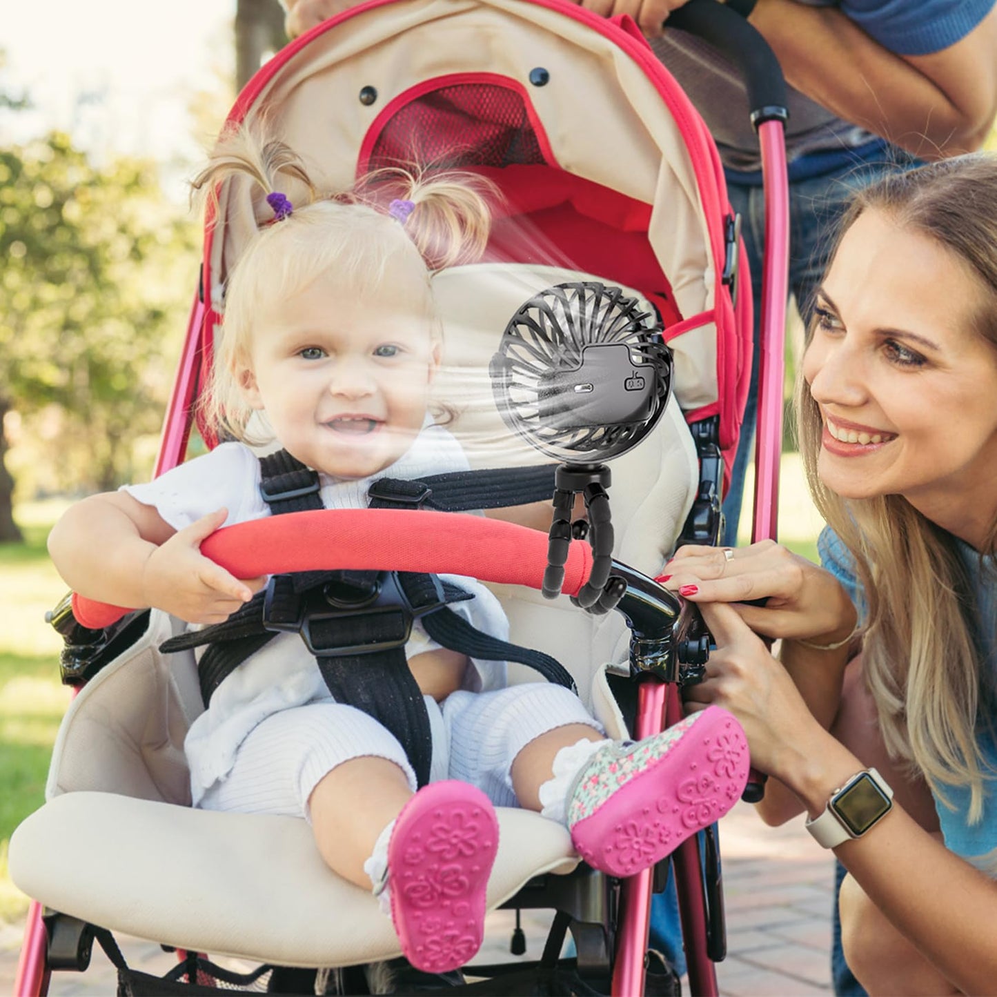 JYJZPB Mini Portable Stroller Fan Clip On for Baby with Flexible Tripod,3 Speed 360° Rotate Rechargeable Handheld Baby Stroller Fan,Cooling Baby Fan for Stroller & Car Seat,Crib,Bike,Treadmill,Travel