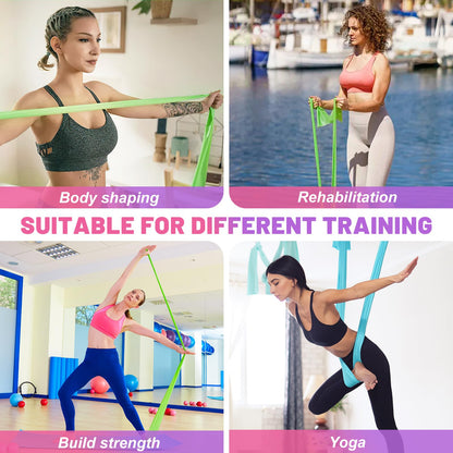 5 Pcs Resistance Bands, Professional Exercise Bands Elastic Stretch Bands for Fitness Yoga Pilates Stretching Strength Training, Workout Bands for Women and Men Home Gym