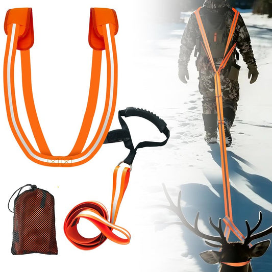 Vecacosic Deer Drag Strap And Harness Heavy Duty Safety Reflective Orange Deer Dragging Rope with Widen and Extended Shoulder Pads, Hunting Accessories Gift for Hunters, 500lbs Load Capacity