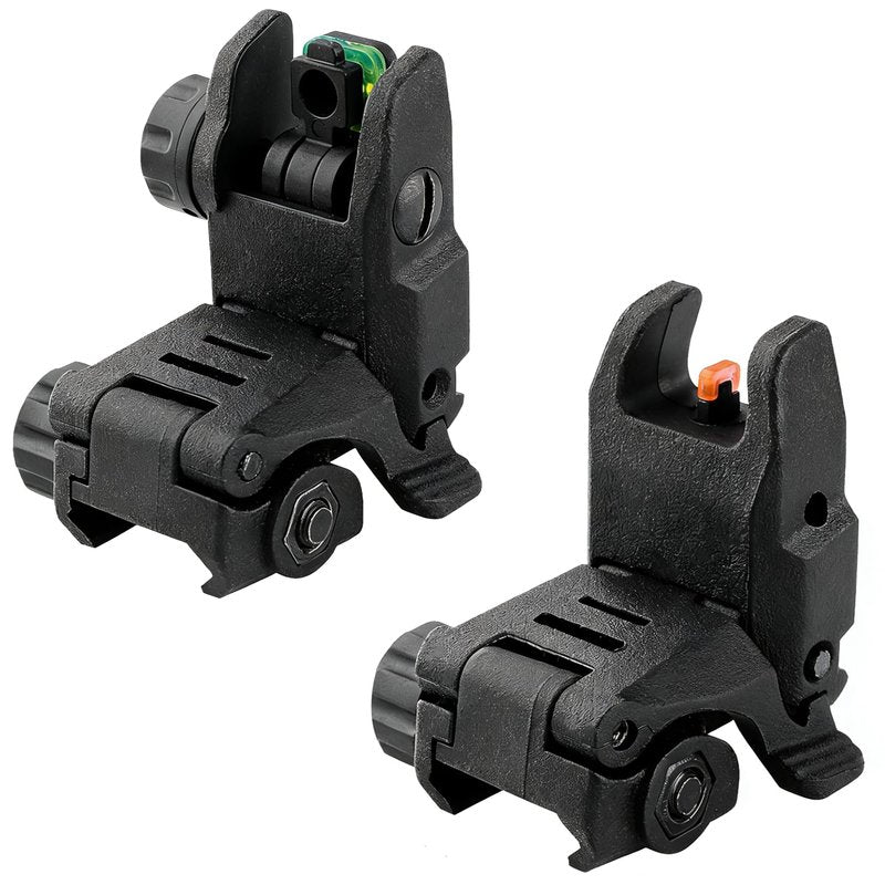 DOPETANE Fiber Optic Sights Flip Up Front and Rear Backup Sights with Red Green Fiber Optics Polymer Fiber Sight Black