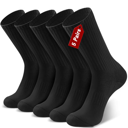 FEWTUR Thermal Socks for Men and Women: 5 Pairs Winter Socks for Running Hiking, Warm Cotton Socks for Outdoor Work (Dark Grey, 9-11)