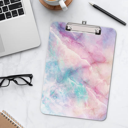 Hongri Plastic Cute Clipboard, Letter Size for Students, Teacher, Woman and Kids, Low Profile Clip, Decorative Pattern, Size 9 x 12.5 in, Dream Marble