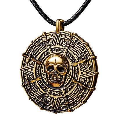 Spooktacular Creations Halloween Pirate Coin Necklace Pirate Skull Necklace Accessories for Men Women Halloween Cosplay, Pirates Costume, Halloween Dress Up Party Favors