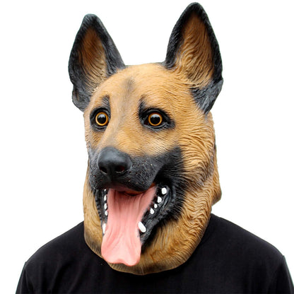 Dog Head Mask Halloween Party Dog Costume Masks Mask Underdog Costume Latex Animal Head Mask (German shepherd)