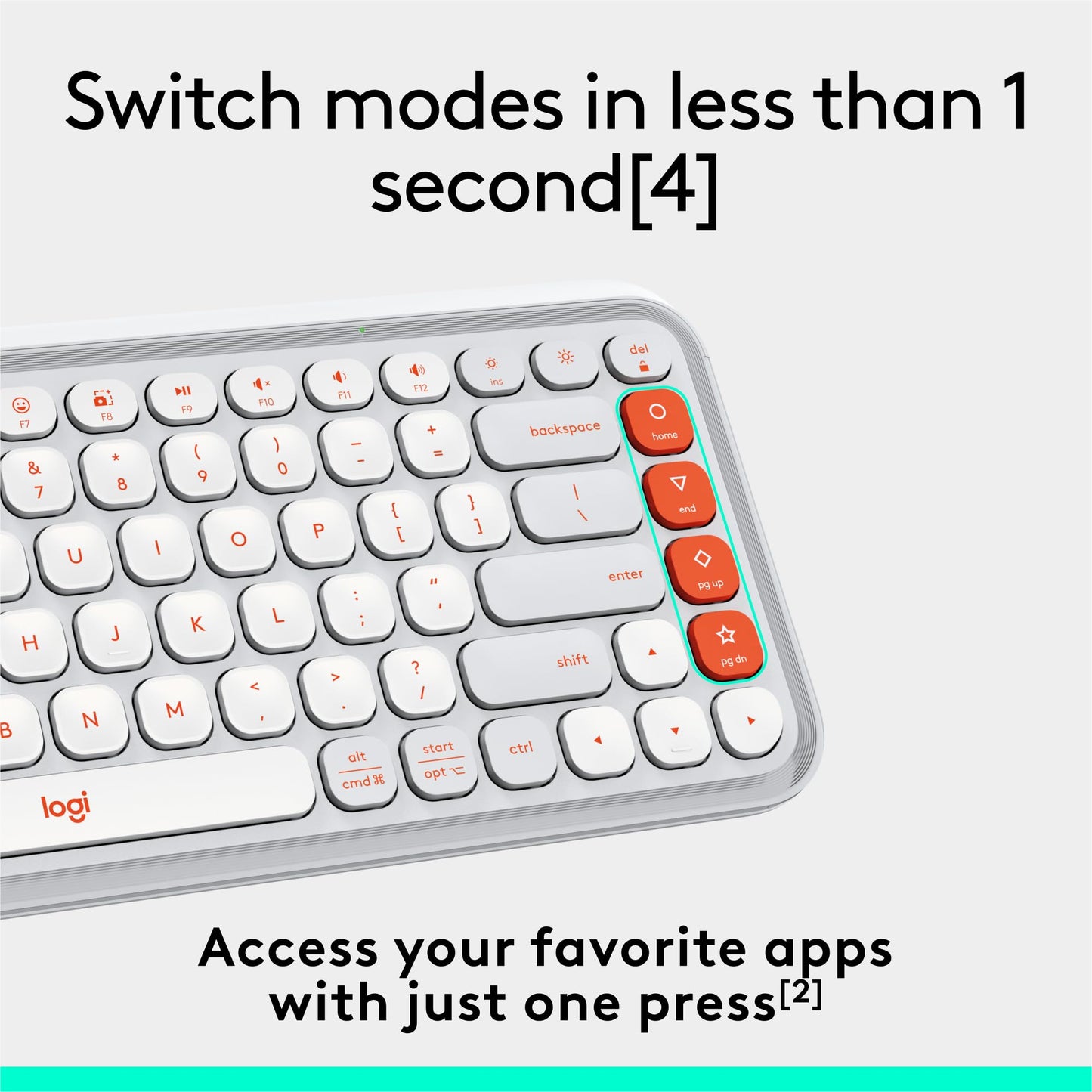Logitech POP ICON Keys Wireless Bluetooth Keyboard, Comfortable Typing, Programmable Keys, Easy-Switch Between up to 3 Devices, for Laptop, Tablet, PC – Rose and Off-White