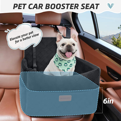 HEGGCOOE Small Dog Car Seat, Memory Foam Dog Booster Seats with Thick Cushion for Medium Dogs Under 35lbs, Detachable Washable Pet Car Seat with Storage Pockets,2 Safety Belts
