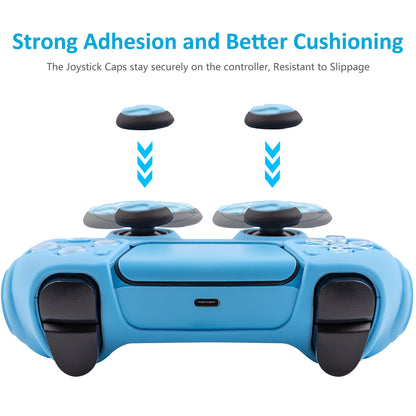 CHIN FAI Ergonomic Soft Grip Skin Compatible PS5 Controller Cover, Anti-Slip Silicone with 6 Thumb Grips Accessories Set for PlayStation 5 (Starlight Blue)