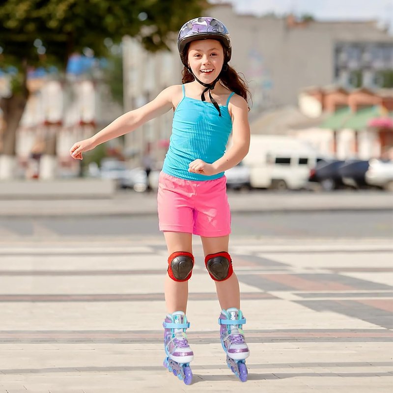 Inline Skates for Girls - Adjustable 4 Size Butterfly Roller Skates with Flashing Wheels | Indoor & Outdoor Use