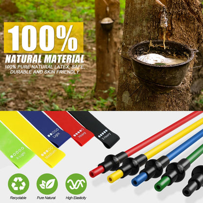 23 Pack Resistance Bands Set Workout Bands, 5 Stackable Exercise Bands 5 Loop Resistance Bands 2 Core Sliders, Door Anchor Handles Ankle Straps Carry Bag Instant Cooling Towel Wrist Wraps