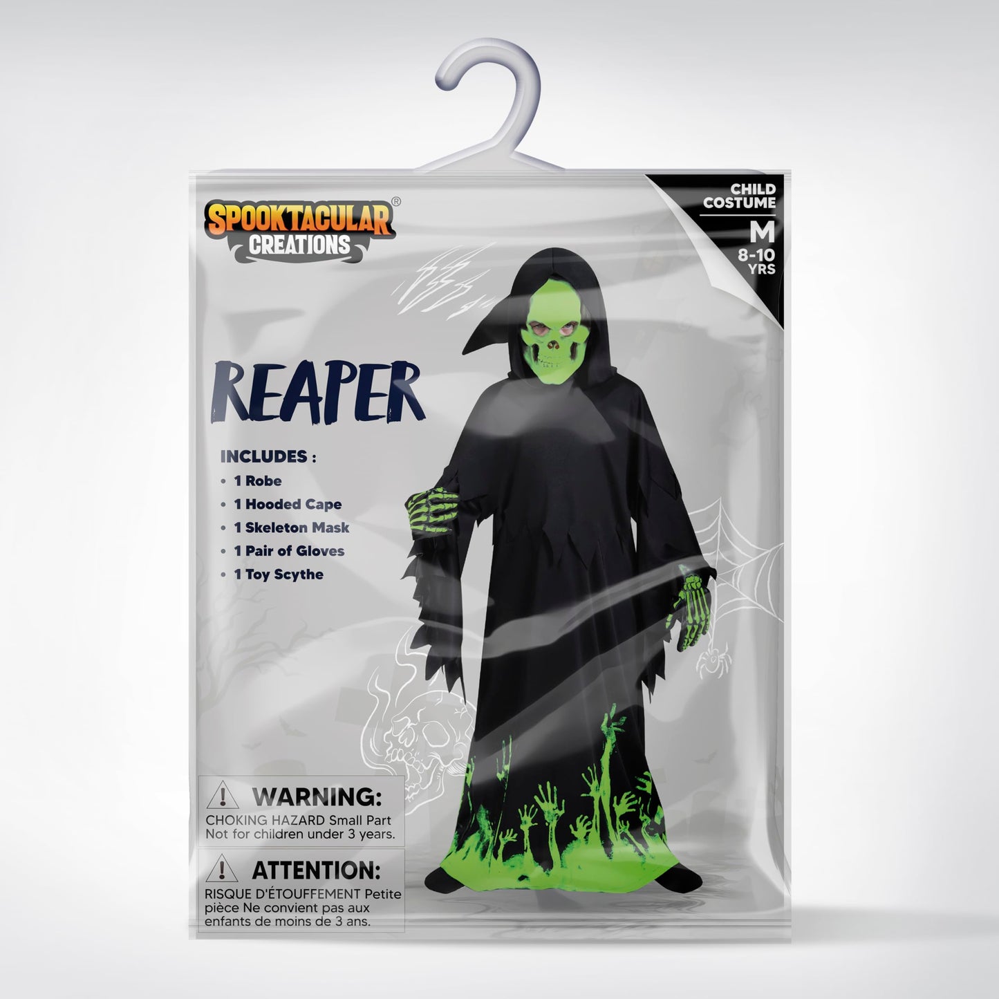 Spooktacular Creations Glow in the Dark Grim Reaper Costume for Boys, Halloween Costumes for Kids, Boys-S(5-7yr)