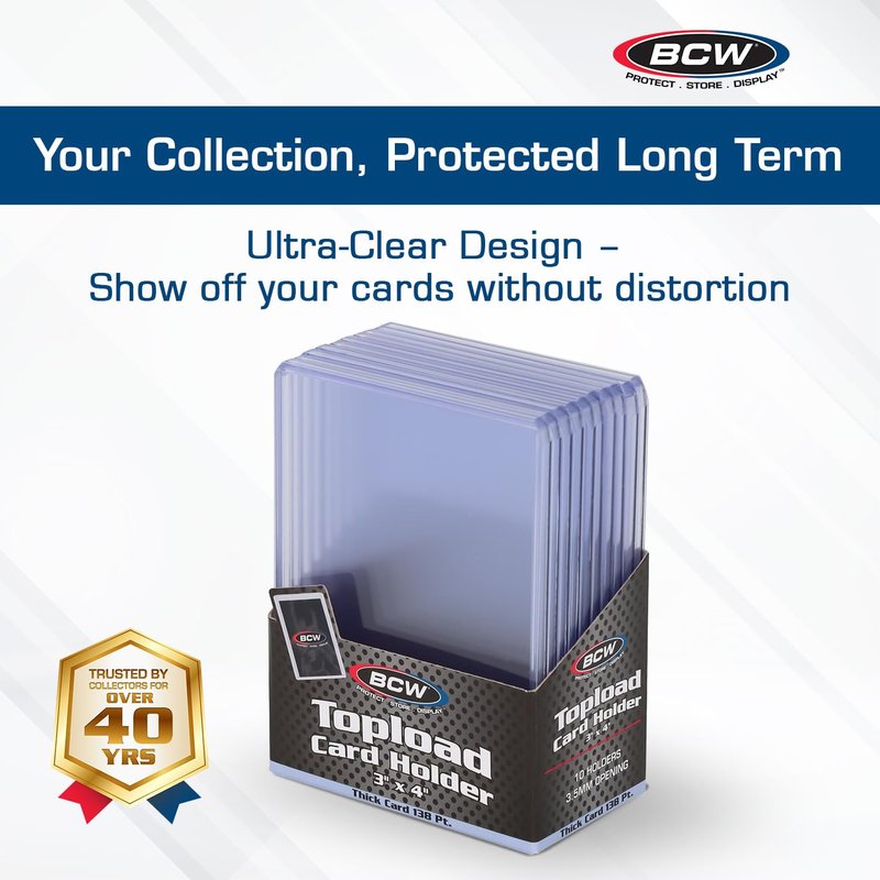 BCW Thick 138PT Card Top Load Holder (Pack of 10), 3 x 4