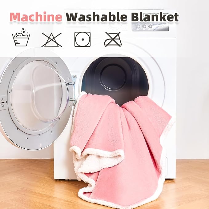 IFNOW Sherpa Wearable Blanket with Sleeves for Women Men Adults, Cozy Wearable Blanket with Arm and Pocket, Warm Full Body TV Wrap Throw Blanket, Soft Robe Blanket as Gifts for Mom Wife, Pink