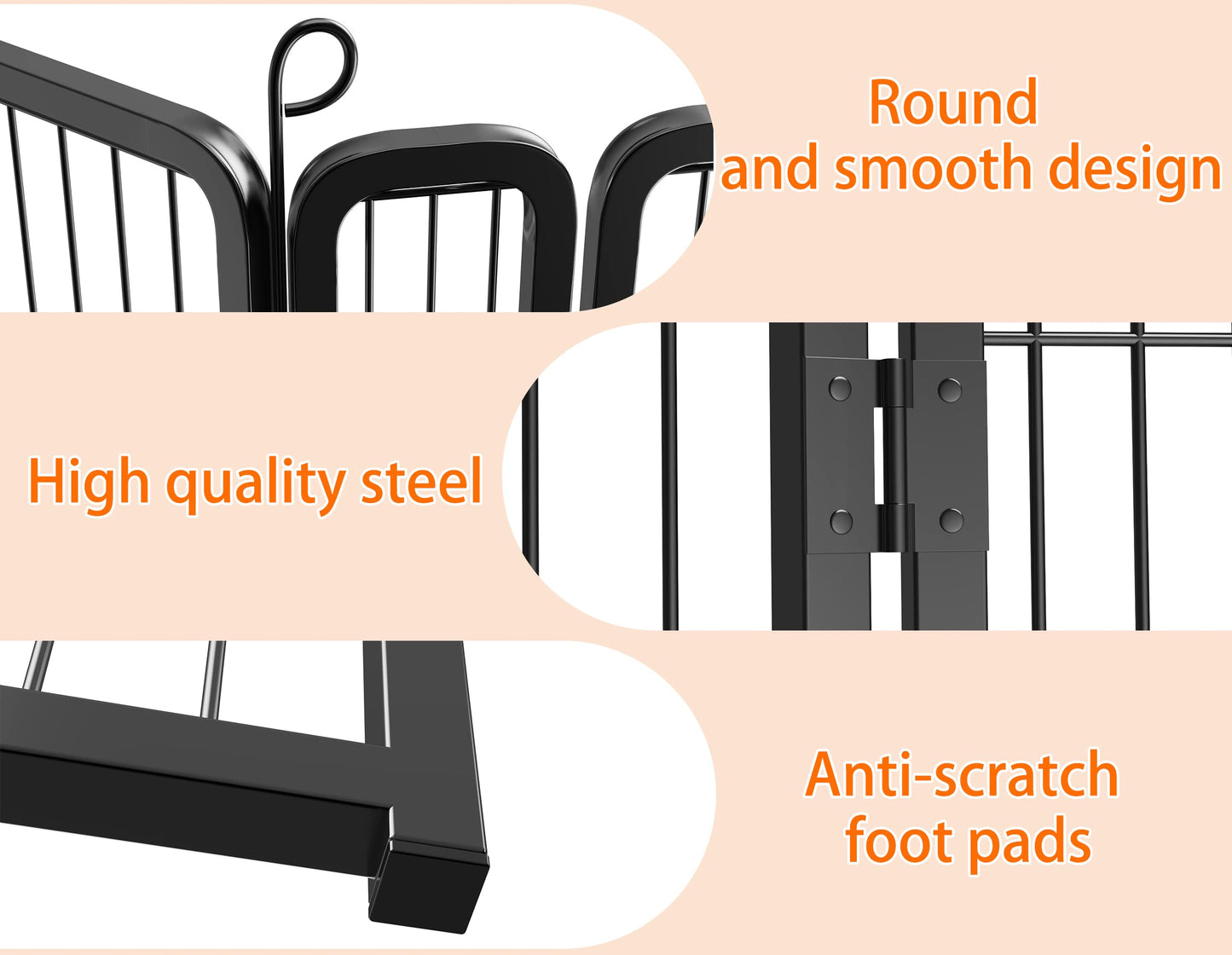 HOMIDEC Dog Pen, 8 Panel Puppy Pen with Door, High 80cm Indoor/Outdoor Pet Exercise Playpen, Portable Detachable Animal Run Enclosures for Dogs, Puppies, Cats, Rabbits and Other Animals (Black)