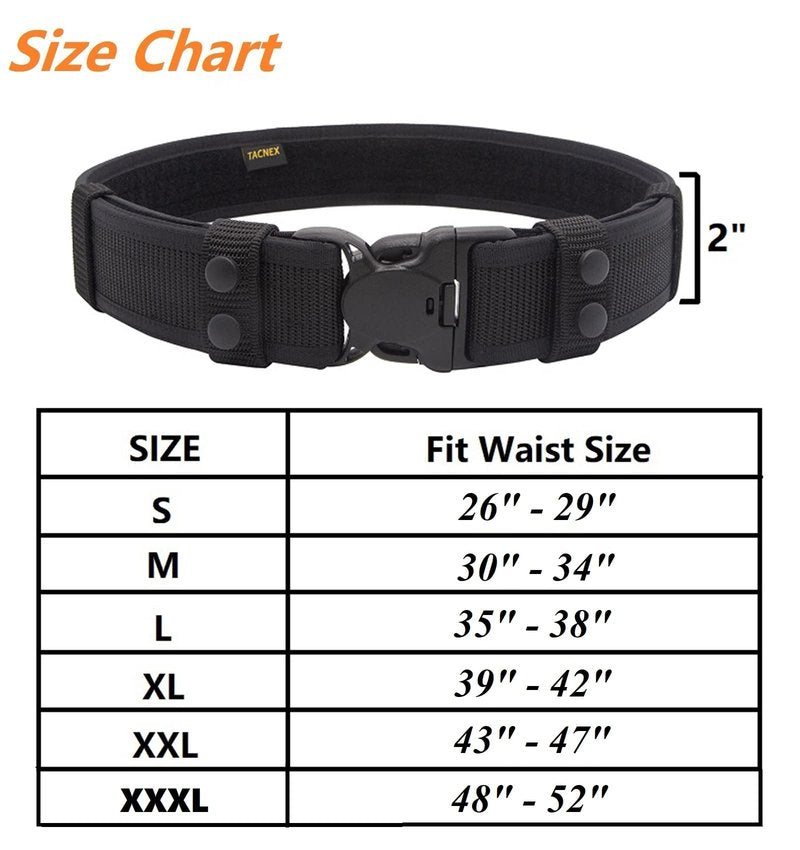 TACNEX Duty Belt 2" Police Law Enforcement Officer Security Nylon Utility Belt with Loop Liner 2 Keepers L