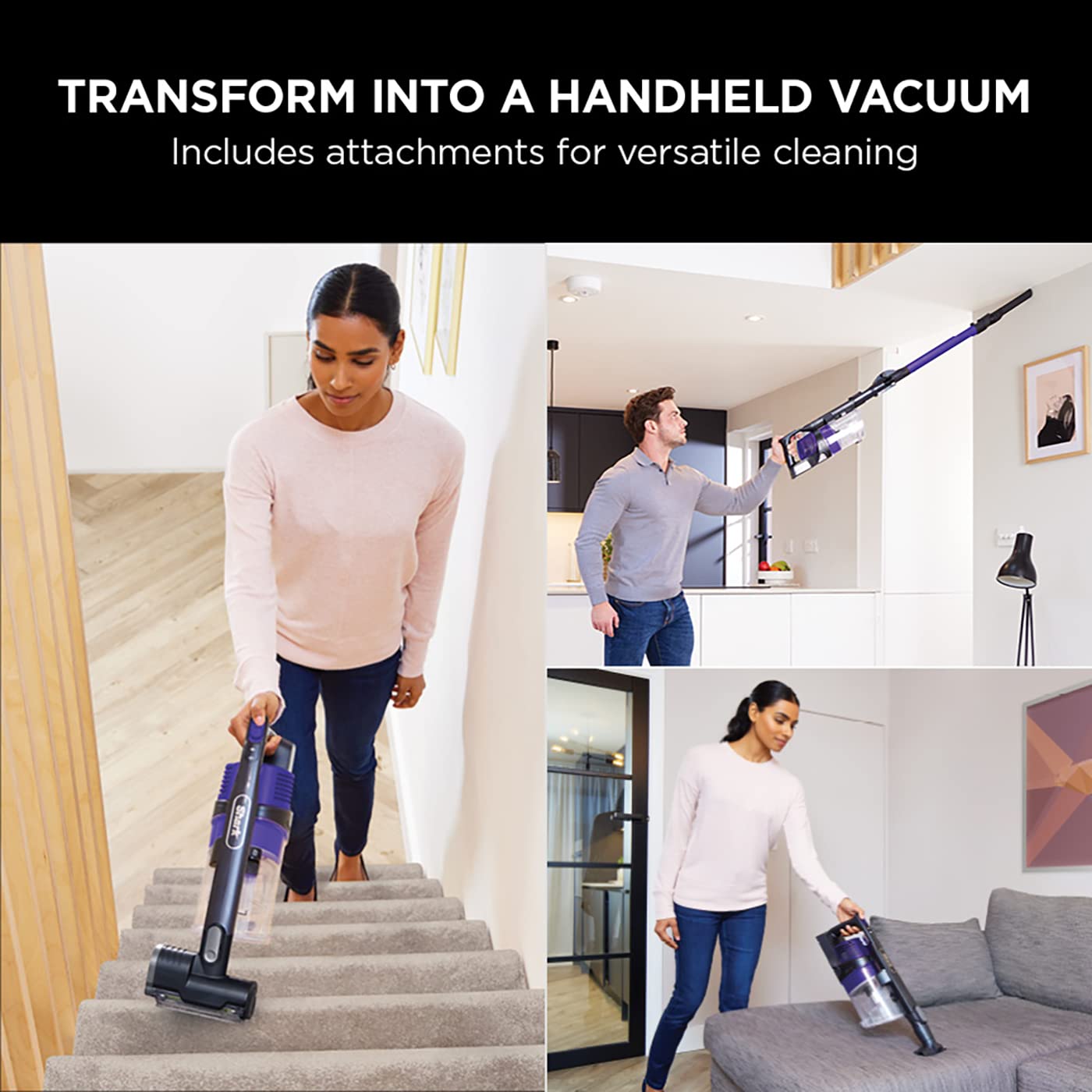 Shark Cordless Stick Vacuum Cleaner with Anti Hair Wrap, Up to 40 mins run-time, Flexible Vacuum Cleaner with Pet Tool, Crevice Tool & Upholstery Tool, Purple IZ202UKT
