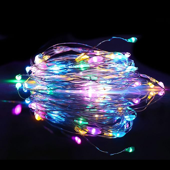 Mandiq 4 Pack Fairy Lights Battery Operated, String Lights 10ft 30 LEDs, Flashing and Constant Light Mode, Silver Wire Mini Lights for Festival, Christmas Decoration, Multicolor…
