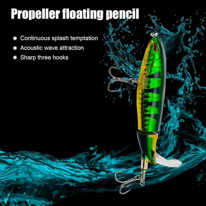 Fishing Lures Kit - 10Pcs Top Water Bass & Catfish Lures with Hooks | Popper Floating Design