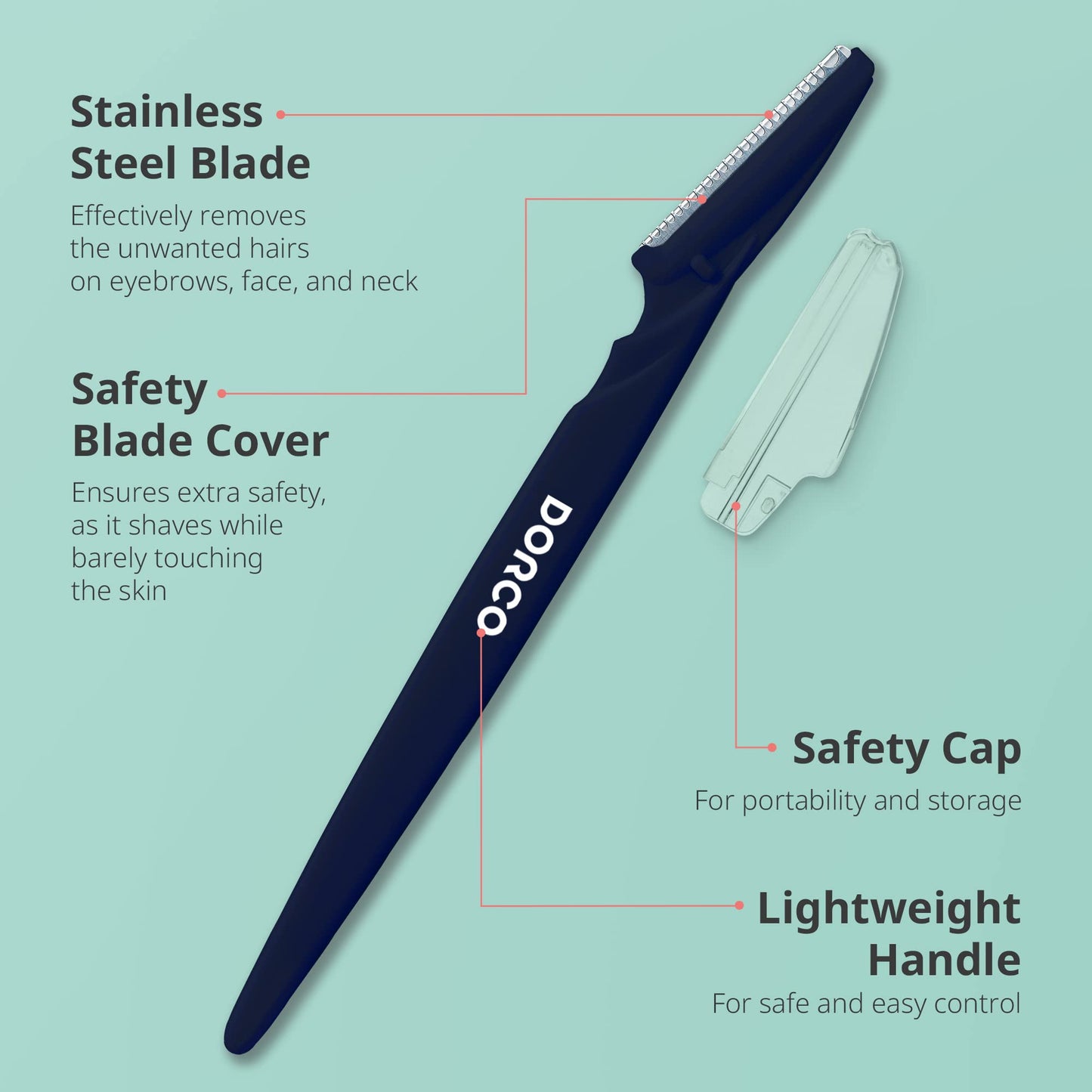 DORCO Line-Up Razor for Men - Ultimate Grooming Tool for Mustache & Beard (2 Pack)