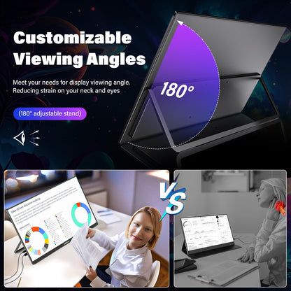 InnoView 23.8" Large Portable Monitor, FHD 144HZ 100% SRGB IPS USB-C HDMI Work Home Gaming Second Monitor 1080P W/180°Adjustable Stand for Laptop, MacBook, Phones