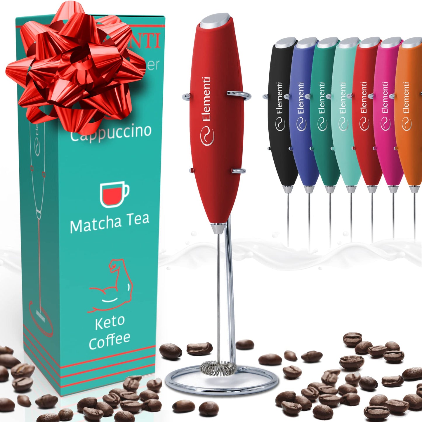 Elementi Portable Electric Milk Frother, Matcha Whisk, Milk Frother for Coffee Frother Electric Hand Blender, Mini Electric Whisk Small Hand Blender (Periwinkle)