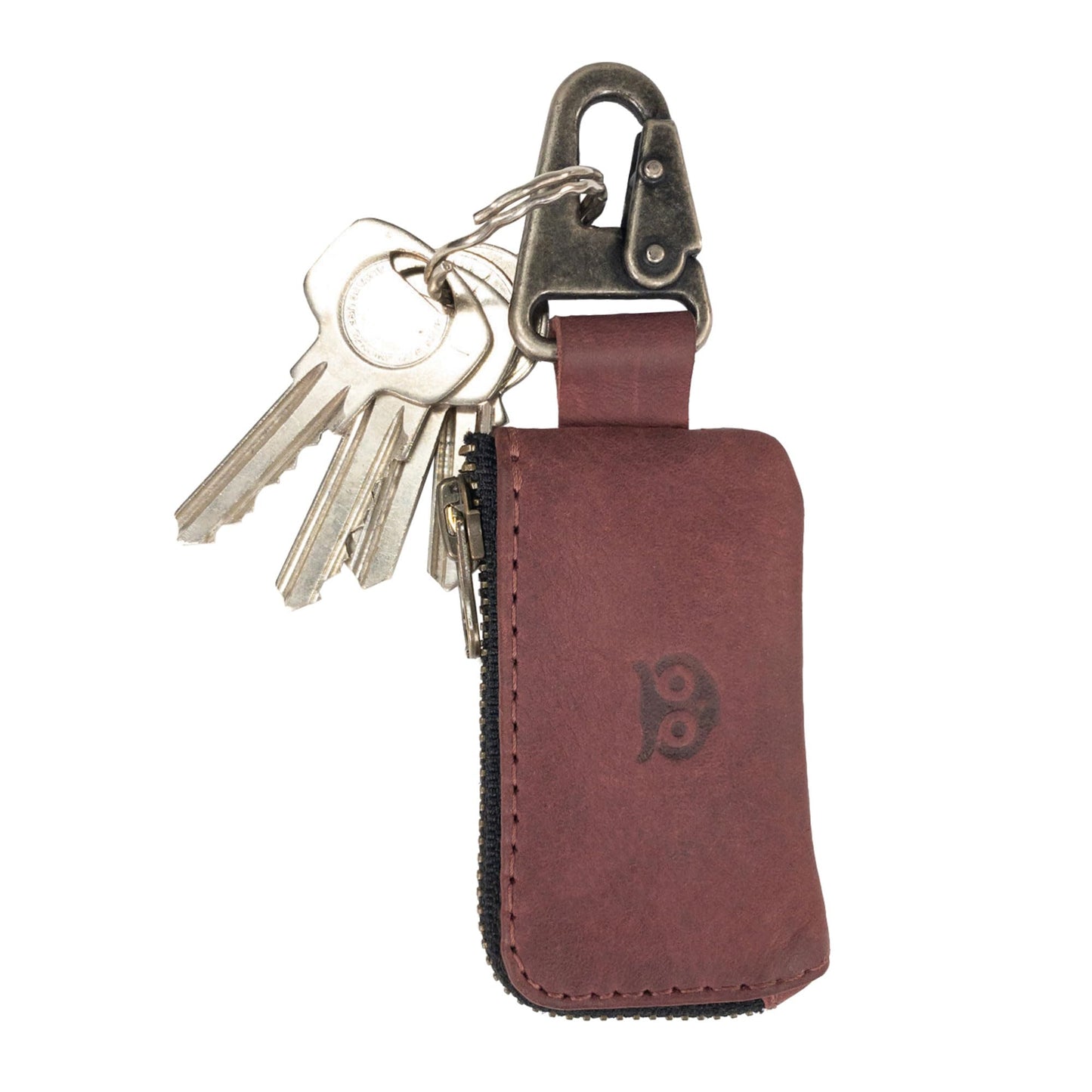 Hide & Drink, Car Key Holder, Headphone and charging Cables, Memory Cards, Flash Drives, Cash Zipper Case with Nickel Metal Clasp, Handmade, Full Grain Leather :: Sangria