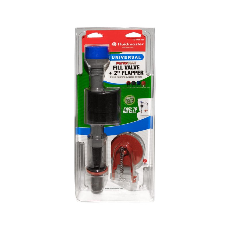 Fluidmaster K-400H-039 High Performance Toilet Fill Valve with 2-Inch Adjustable Toilet Flapper Kit (Pack of 4)