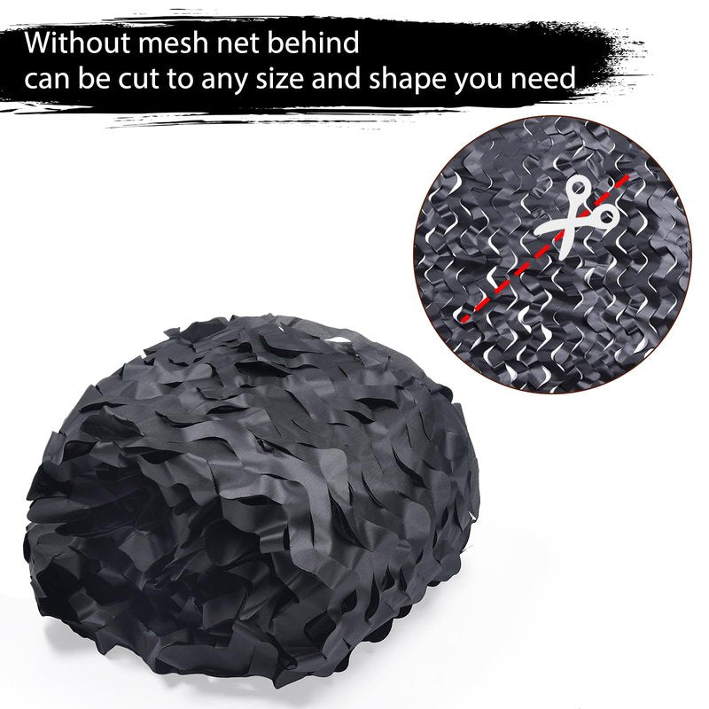 Yeacool Light Weight Camo Netting Camouflage Netting Burlap Camo Tarp Party Decor for Birthday Dinosaur Theme Outdoor Sunshade (Black, 16.4ftx4.9ft, 5m*1.5m)