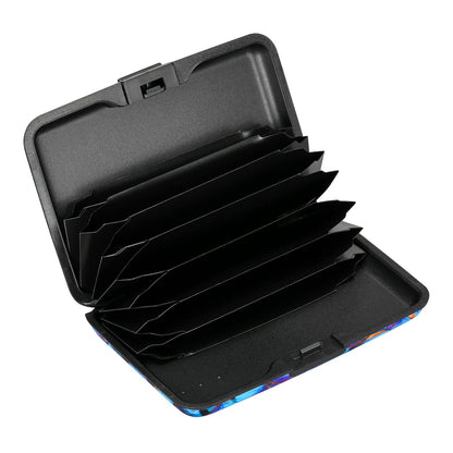 ELFISH RFID Blocking Credit Card Protector Aluminum ID Case Hard Shell Business Card Holders Metal Wallet for Men or Women (Blue Butterfly)