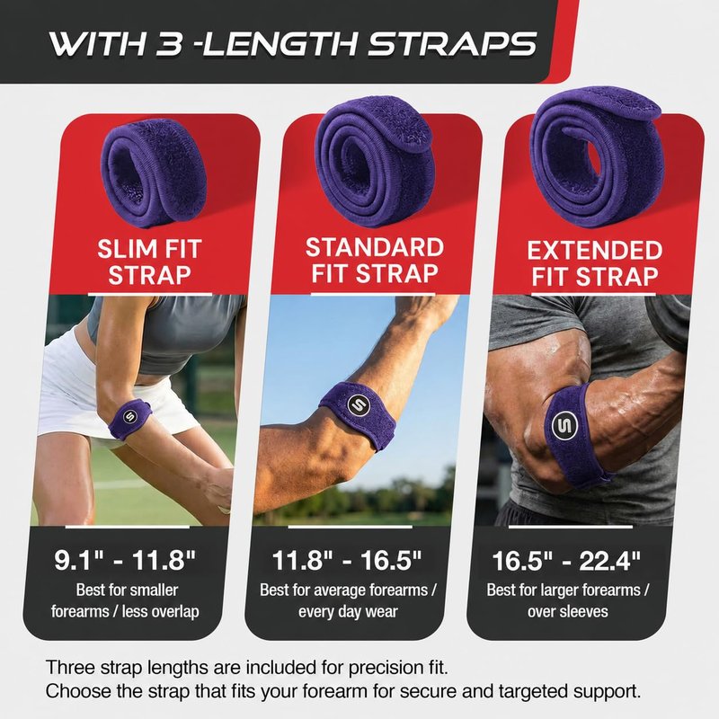 Sleeve Stars Tennis Elbow Brace for Men & Women, Elbow Brace for Tendonitis, Tennis Elbow Strap, Golfers Elbow Brace, Elbow Support Wrap for Tennis Elbow Relief, Fits 9"-23" (Pair/Dark Purple)