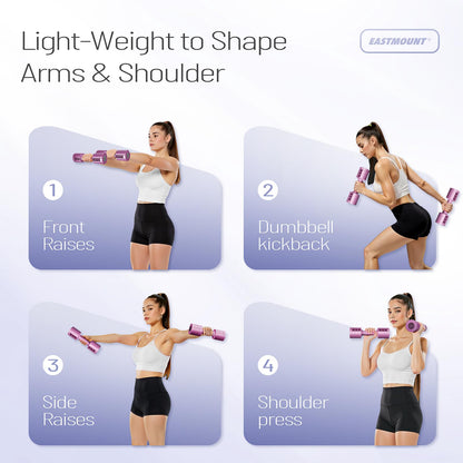 EAST MOUNT Adjustable Dumbbells 5 lb Dumbbells Set of 2 / Pair 10 lb Total Free Weights 6 in 1 Women Hand Weights for Home,Office,Gym Exercise Training 2lb 3lb 4lb 5lb Fast Adjust