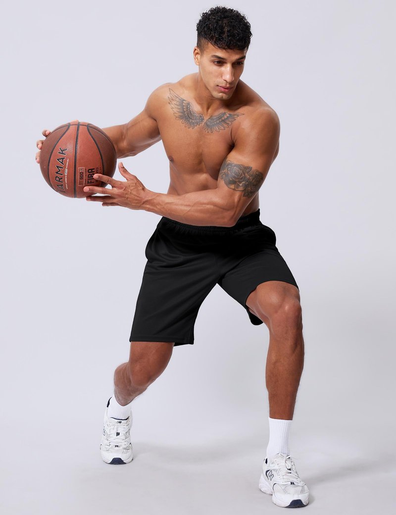 Vlynor Men's Athletic Shorts 9 Inch Inseam - Quick Dry Mesh Basketball Shorts Men, Lightweight Mens Gym Running Shorts with Pockets (Black, 3X-Large)