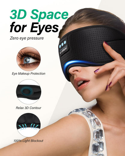 LC-dolida Sleep Headphones, White Noise Bluetooth Sleep Mask 3D Wireless Timing Eye Mask for Sleeping, Sleep Mask with Bluetooth Headphones for Side Sleepers Travel Yoga, Cool Gadgets for Men Women