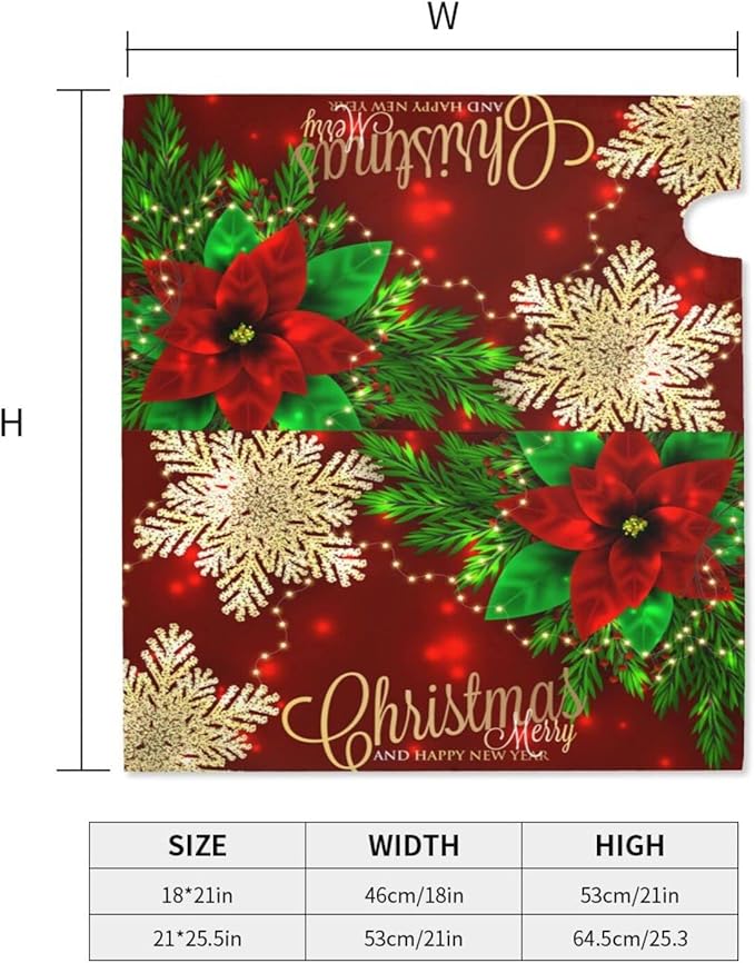 Christmas Mailbox Covers Poinsettia Gold Snowflake Xmas Magnetic Letter Post Box Cover Standard Size 25.5 x 21 Inch Garden Yard Home New Year Holiday Decorative