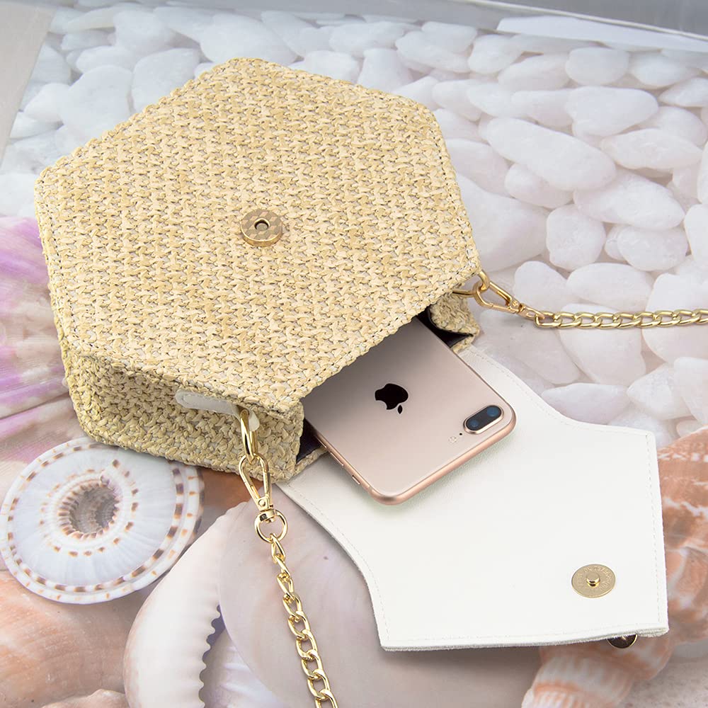 Bausweety Straw Crossbody Bag Summer Beach Shoulder Bag for Women