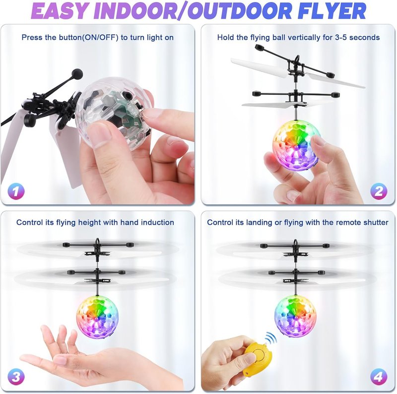 Flying Orb Ball - 2 Pack LED Glowing Orbiter Toy for Kids | Fun Indoor & Outdoor Games for Ages 6-12