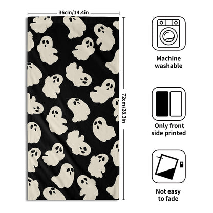 Granbey Halloween Ghost Hand Towels Pack of 2 White Spooky Ghost Black Face Towel 28.3x14.4 Inch Happy Halloween Holiday Decorative Super Soft Kitchen Towels for Bathroom Home Hotel Gym