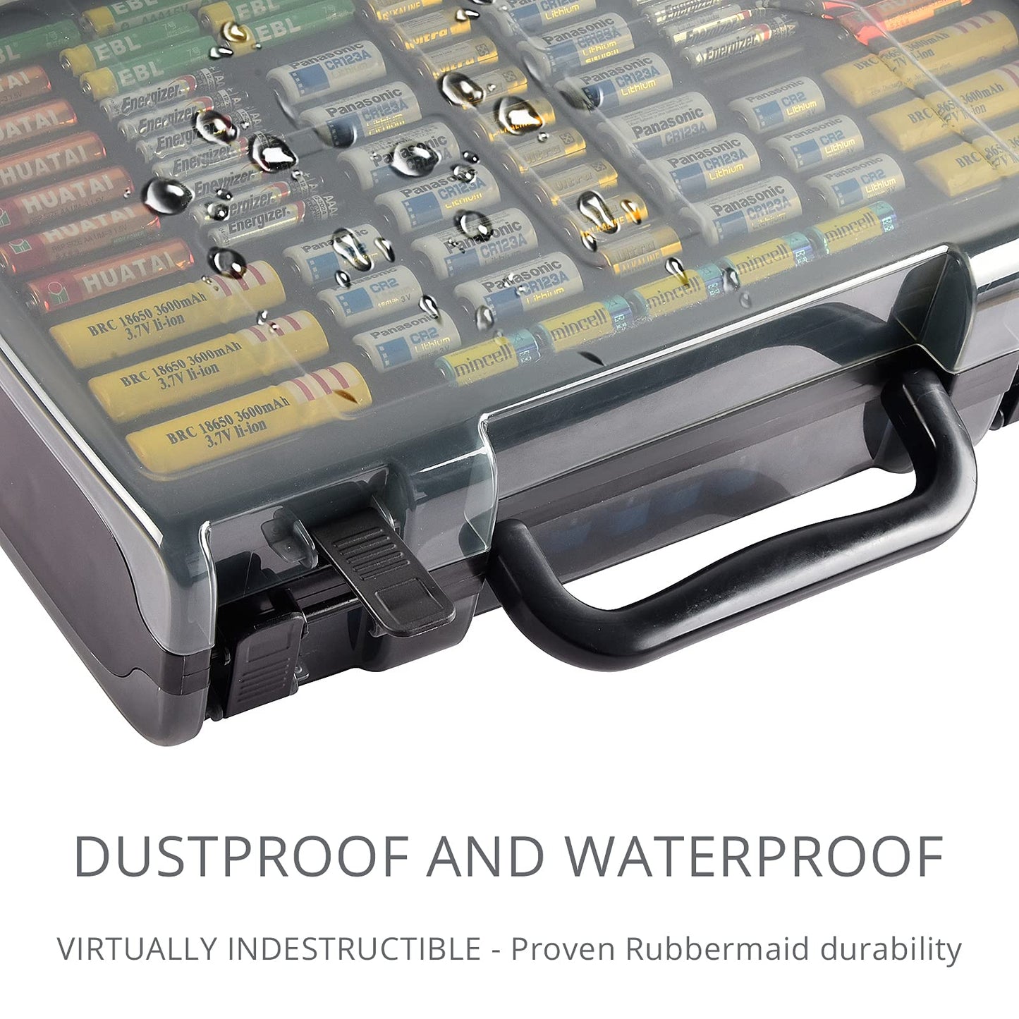 Aptbyte Battery Organizer Storage Holder Box Case with Tester- 269 Batteries Double-Sided Variety Pack, Holds AA AAA 4A C D Cell 9V 3V Lithium LR44 CR2 CR123 CR1632 18650 Button- Grey