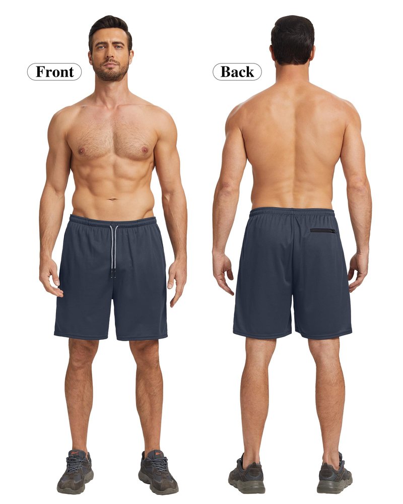 HOPLYNN 5 Pack Mens 2 in 1 Running Shorts with Liner, Quick Dry Workout Training Gym Athletic Sport Shorts with Pockets 2 Black 2 Gray 1 Blue Large