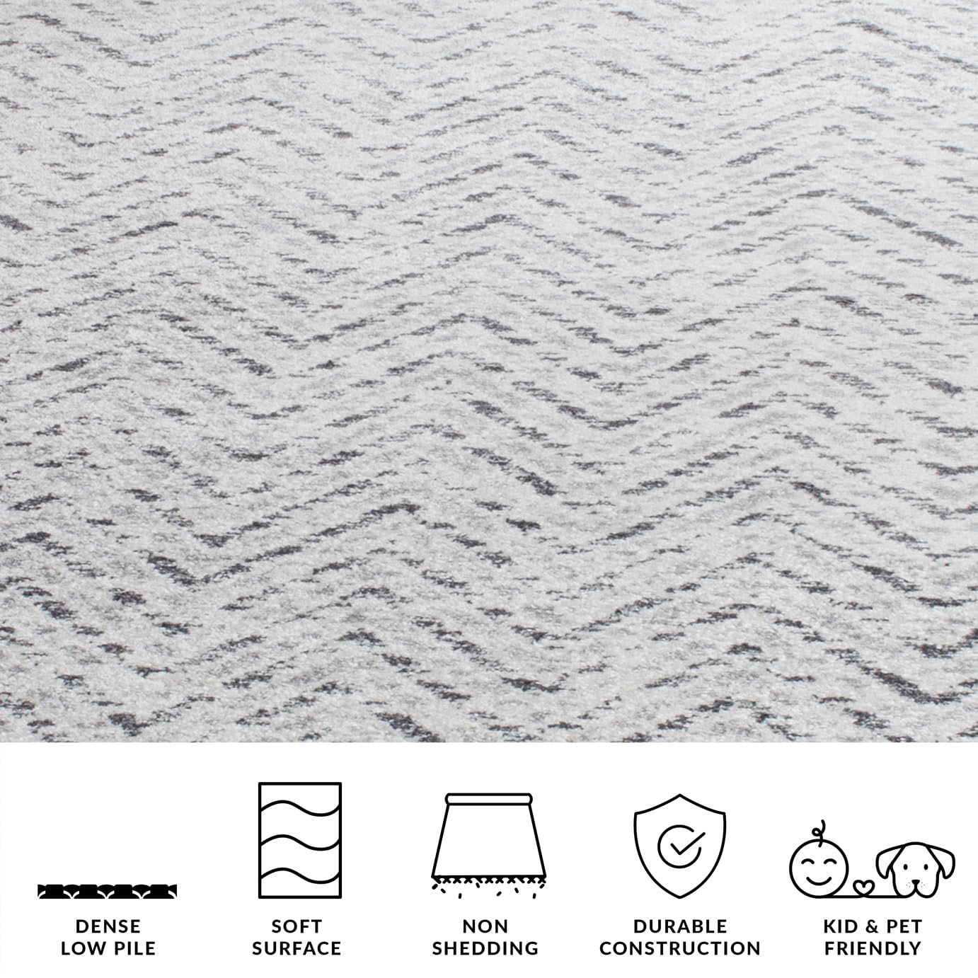SAFAVIEH Adirondack Collection Area Rug - 6' x 9', Ivory & Charcoal, Chevron Design, Non-Shedding & Easy Care, Ideal for High Traffic Areas in Living Room, Bedroom (ADR104N)