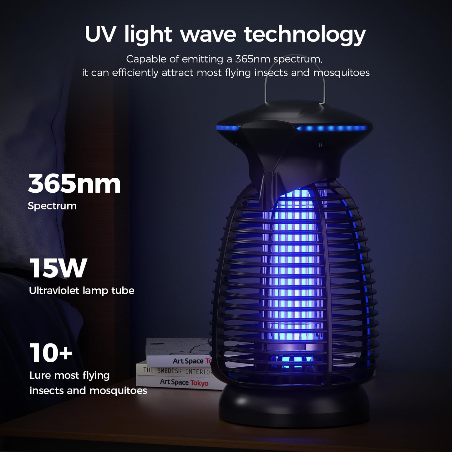 Outdoor Bug Zapper with LED Light - Electric Mosquito Killer Fly Trap Insect Zapper Outdoor and Indoor for Home Kitchen, Patio, Backyard