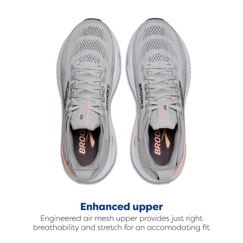 Brooks Women’s Adrenaline GTS 25 Supportive Running & Walking Shoe - Grey/Blackened Pearl/Coral - 10 Medium