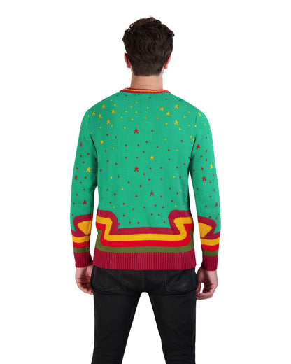 Holiday Hype Men's Festive Ugly Christmas Holiday Party Pull Over Sweater, Psychedelic Santa, Small