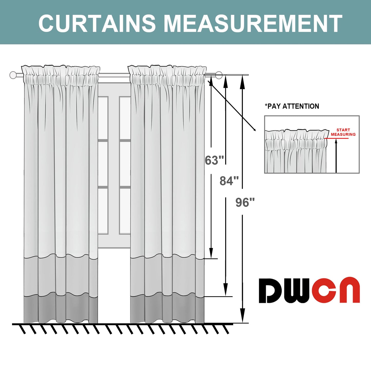 DWCN Blackout Curtains – Thermal Insulated, Energy Saving & Noise Reducing Bedroom and Living Room Curtains, Black, W 42x L 63 Inch, Set of 2 Rod Pocket Curtain Panels
