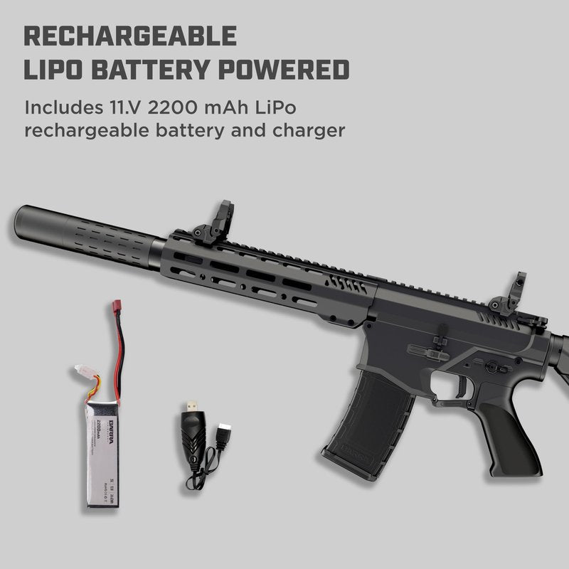 Barra Airguns 400e Gen 2 Metal Full Auto Battery-Powered BB Gun Kit, Includes LiPo Battery and Charger, Fully Automatic Electric BB Rifle - 430 to 440 FPS (Black)